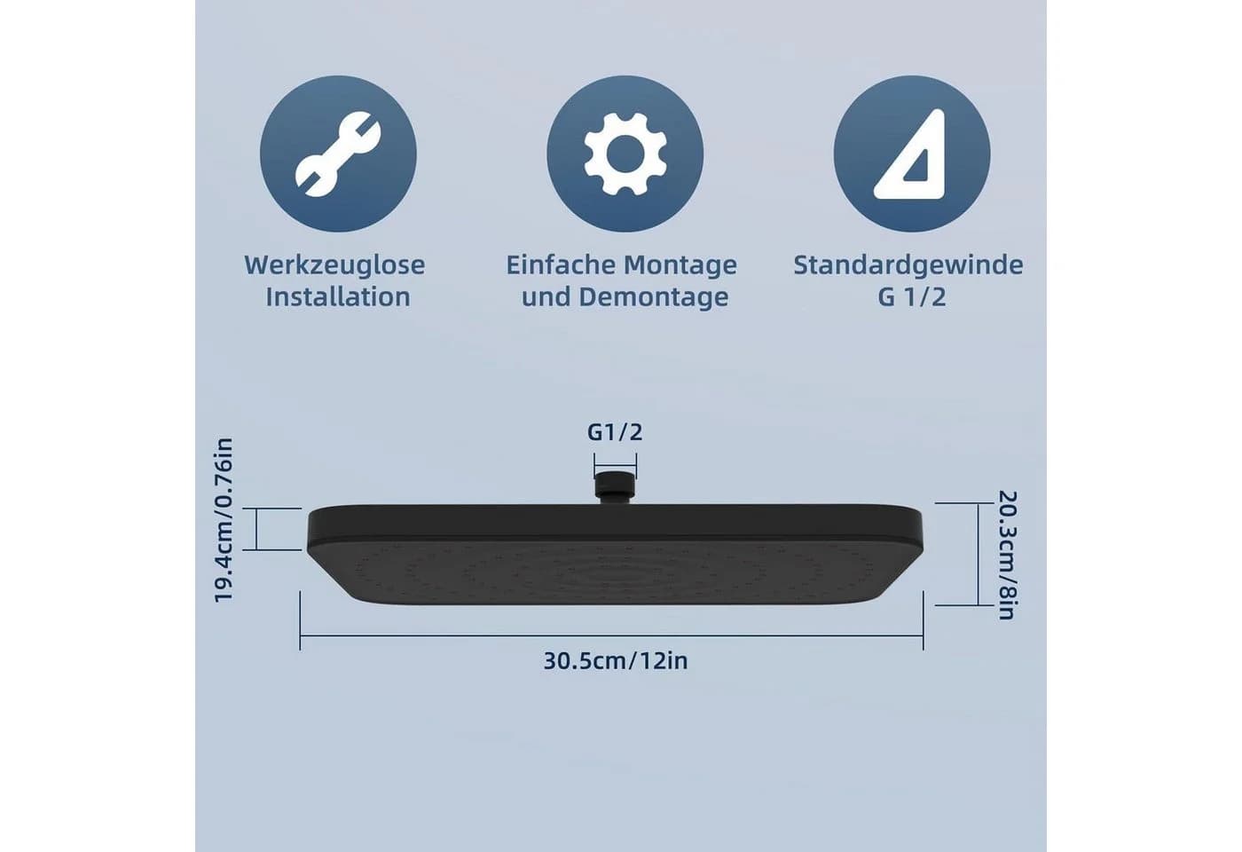 LuxusKollektion Regenduschkopf Mattschwarz Selbstreinigend 360° - Bild 4
