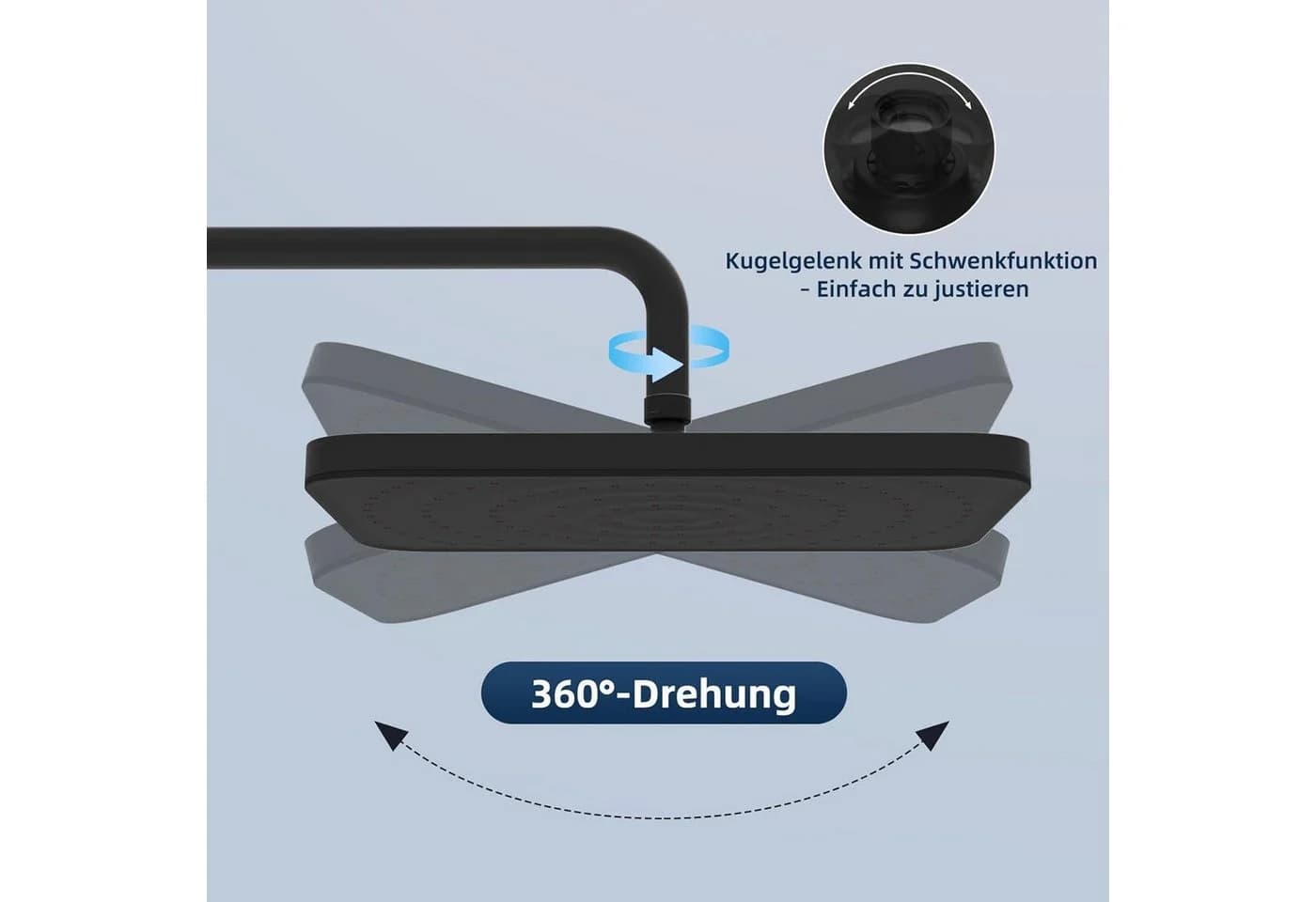 LuxusKollektion Regenduschkopf Mattschwarz Selbstreinigend 360° - Bild 5