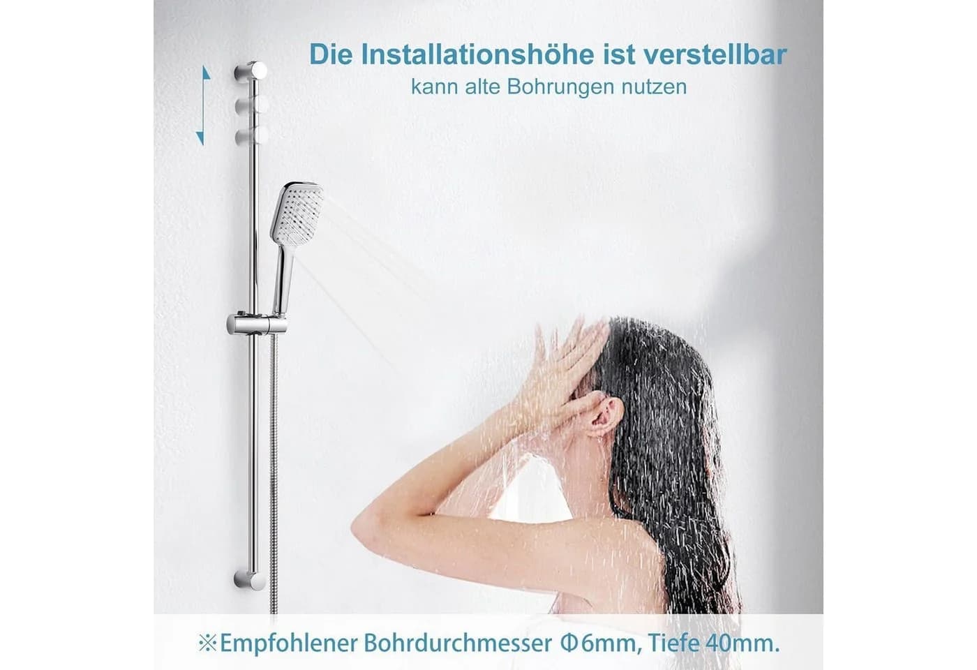 LuxusKollektion Duschset Quadratisch Chrom 3 Strahlarten
