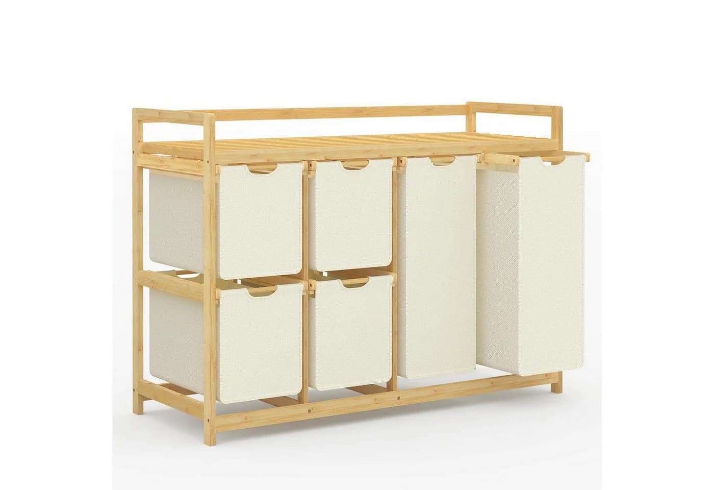LuxusKollektion Wäschesortierer Bambus 6 Fächer Beige - Bild 2
