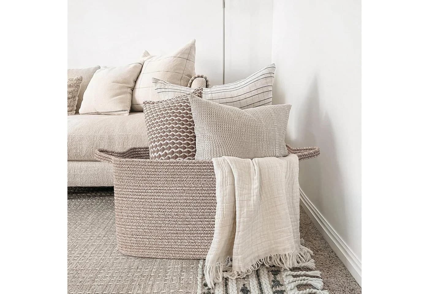 LuxusKollektion Aufbewahrungskorb Braun 65L Baumwollseil