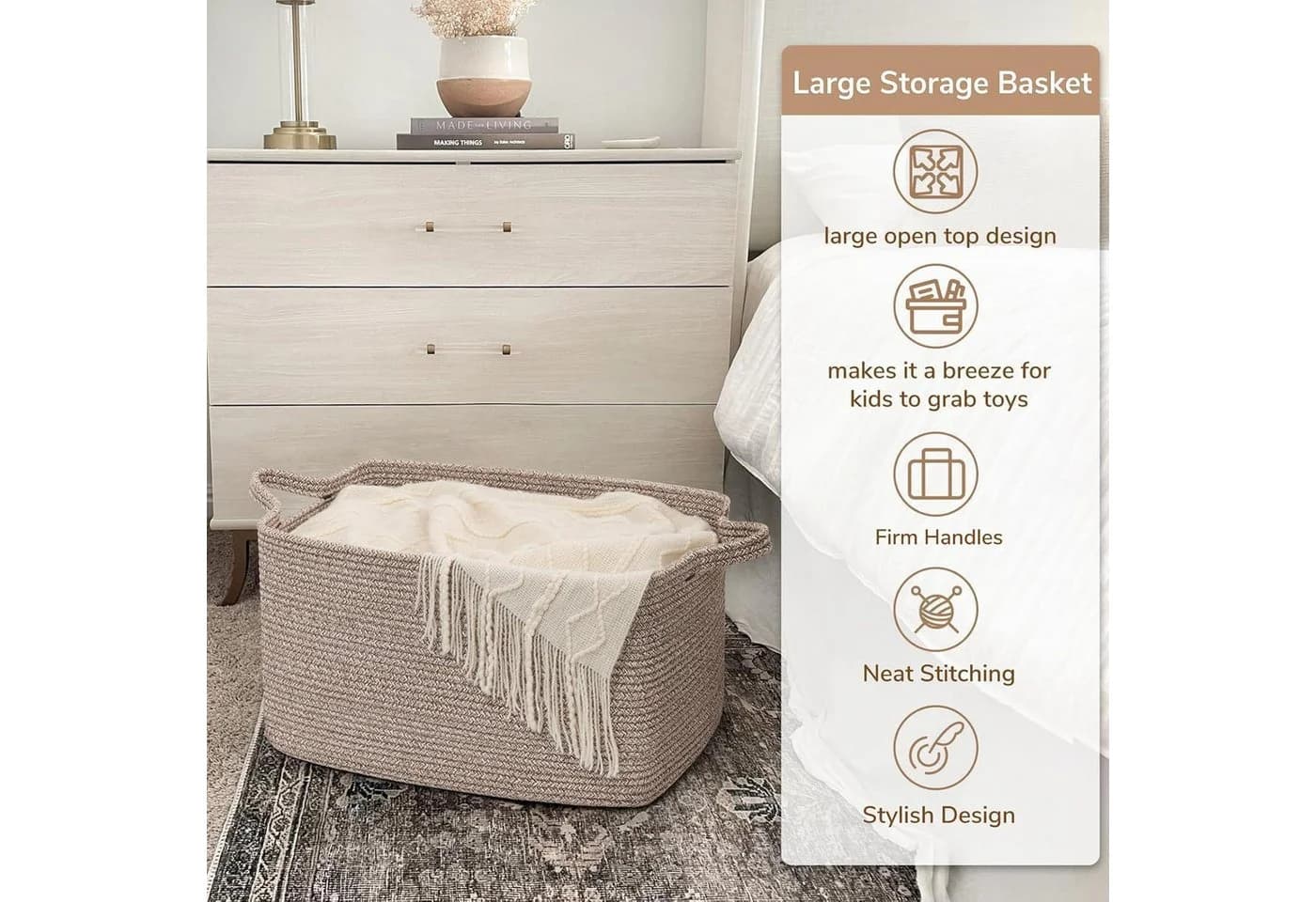 LuxusKollektion Aufbewahrungskorb Braun 65L Baumwollseil - Bild 5