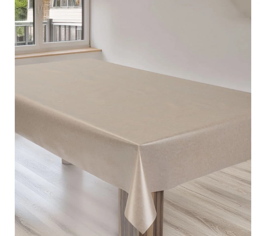 laro Wachstuchtischdecke Uni Cremebeige PVC Eckig - Bild 4