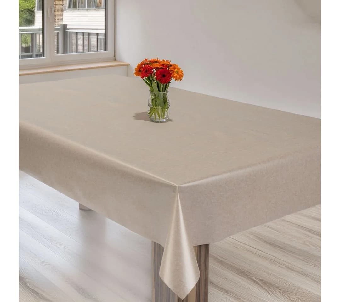 laro Wachstuchtischdecke Uni Cremebeige PVC Eckig - Bild 5