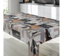 laro Wachstuchtischdecke Grau-Braun PVC Patchwork Eckig Bild 4