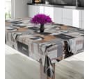 laro Wachstuchtischdecke Grau-Braun PVC Patchwork Eckig Bild 5