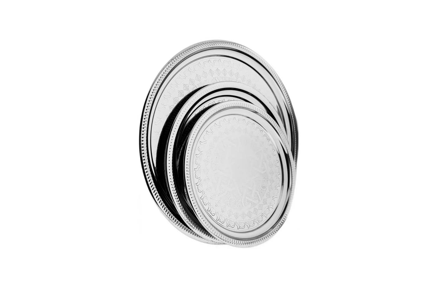 Sunay Orientalisches Serviertablett 3er-Set Silber Rund - Bild 2
