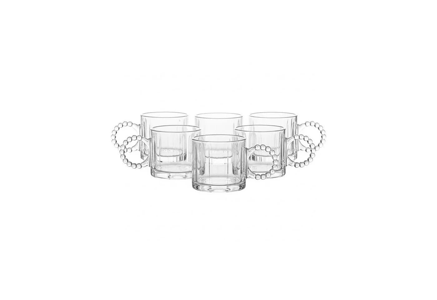 Almina Pearly Gläser-Set mit Henkel 300 ml 6-teilig Transparent