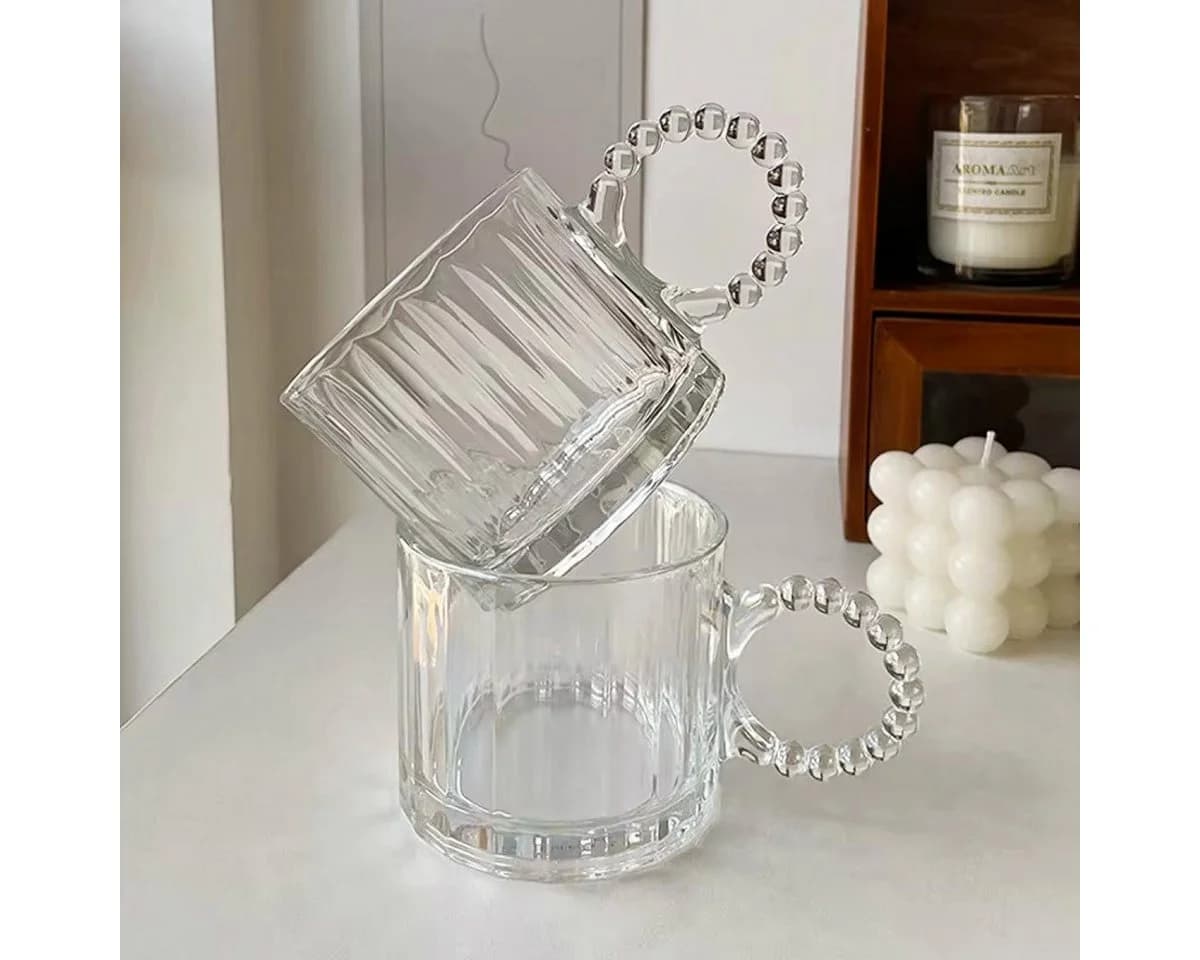 Almina Pearly Gläser-Set mit Henkel 300 ml 6-teilig Transparent - Bild 4