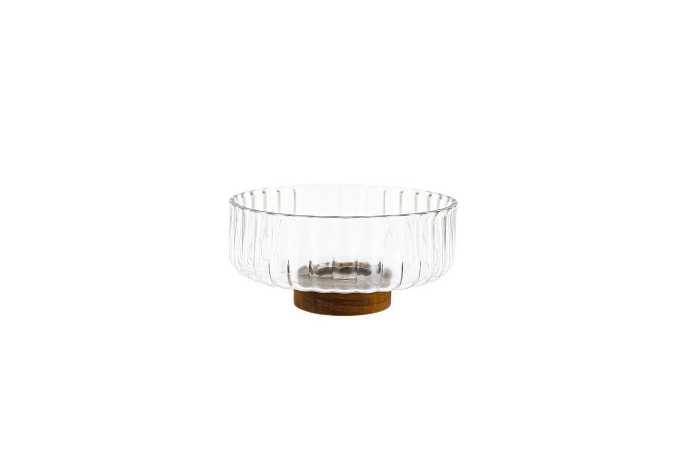 Almina Luana Bowl Medio Glasschale mit Akazienholz