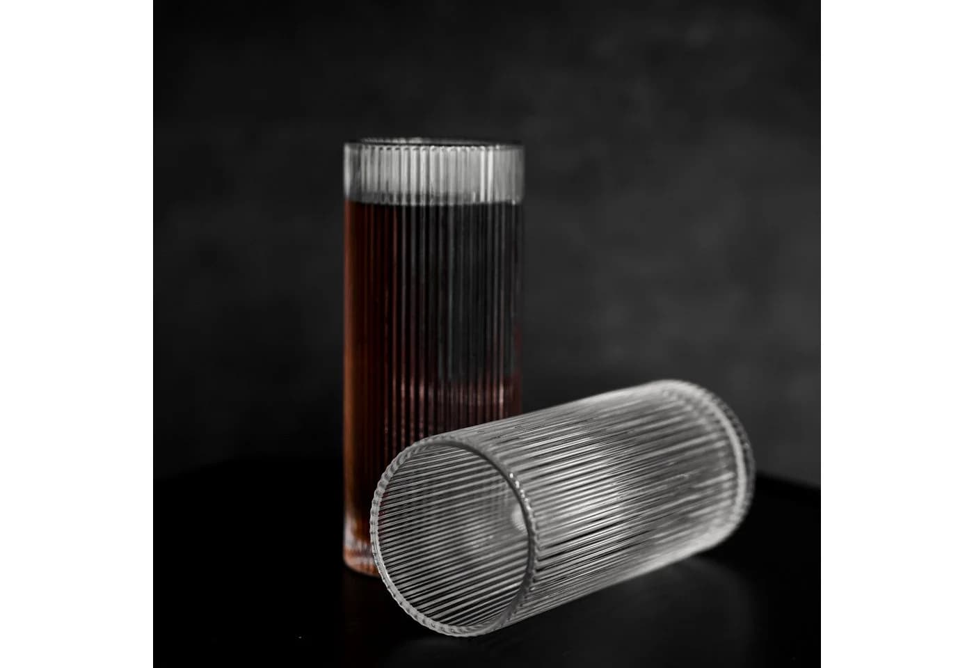 Almina Longdrinkgläser 6-tlg. Borosilikatglas Riffle-Design - Bild 4