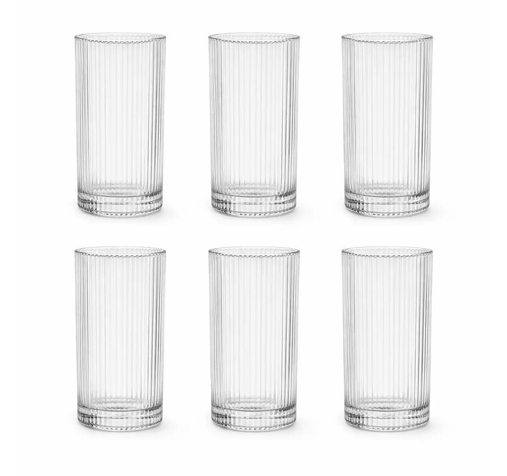 Almina Longdrinkgläser 6-tlg. Borosilikatglas Riffle-Design - Bild 5