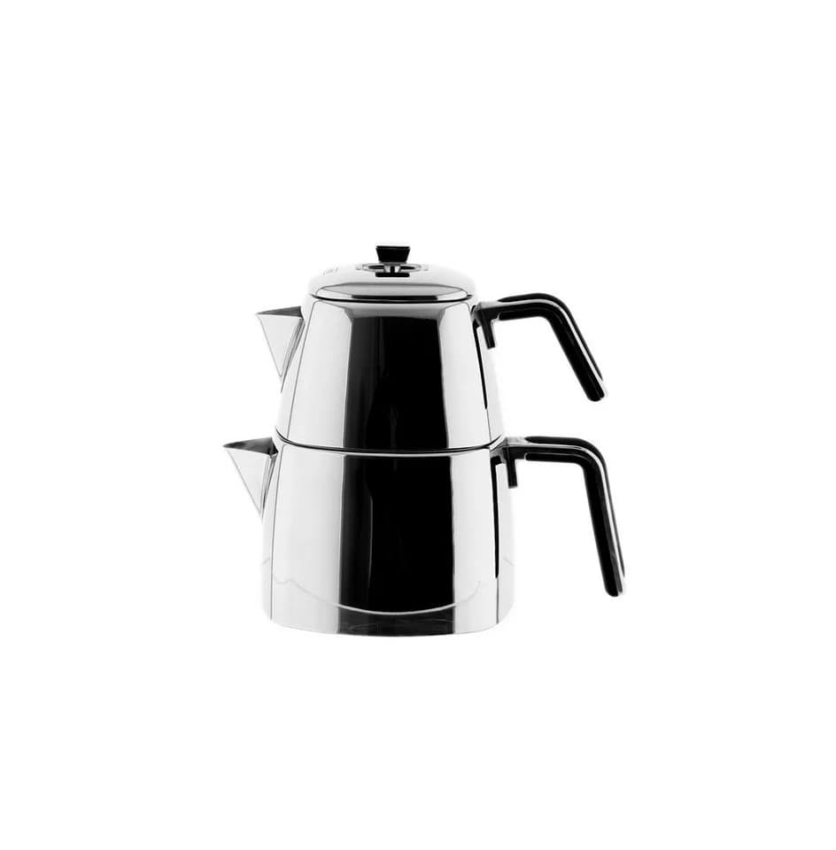 Almina Caydanlik-Teekanne 18/10 Edelstahl Silber Induktion 1L/2L - Bild 2
