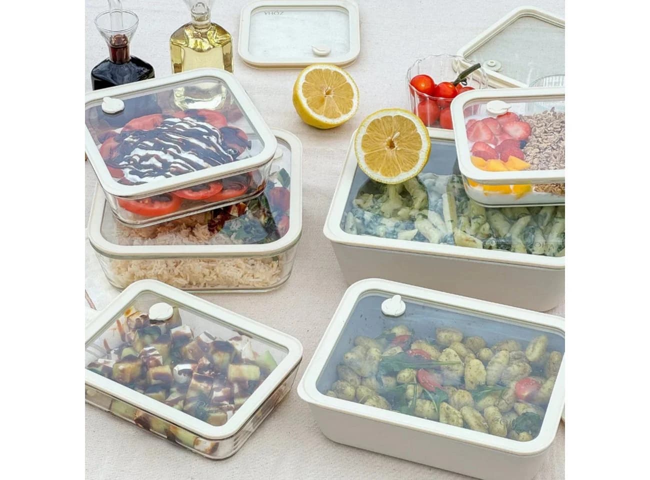 COFI 1453 Frischhaltedose Set Glas Borosilikat Luftdicht Stapelbar - Bild 5