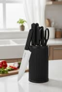 Cheffinger Messer-Set 7-tlg. mit Messerblock Schwarz Edelstahl Bild 3