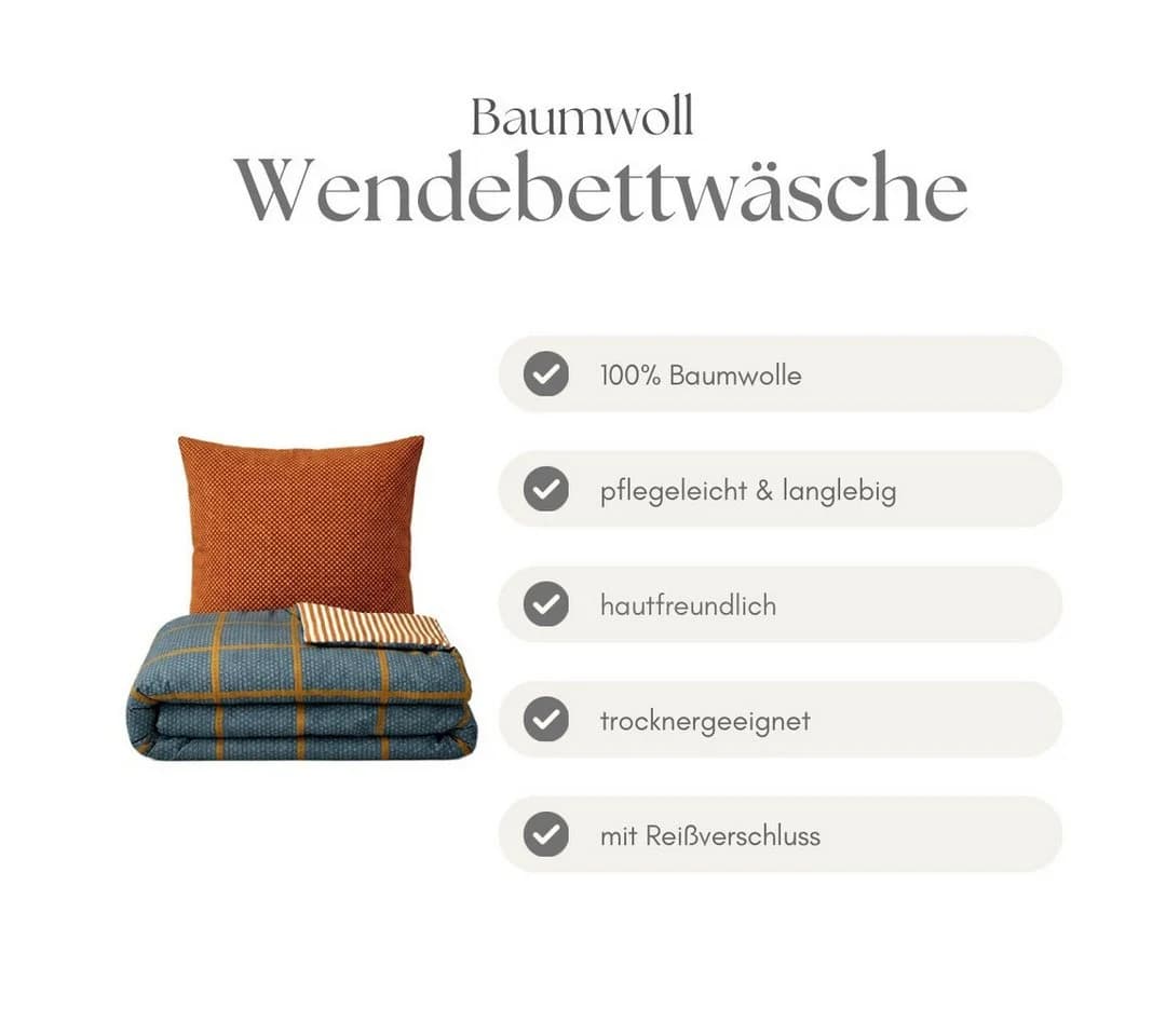 COFI 1453 Wendebettwäsche 100% Baumwolle Renforce Rostorange Blau - Bild 4