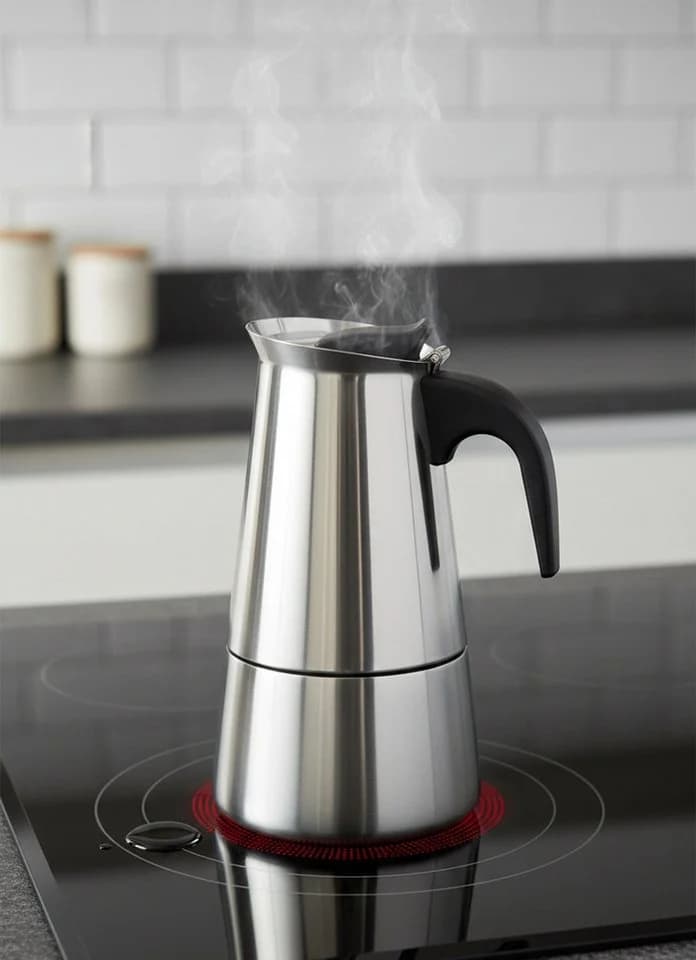 Cheffinger Espressokocher Edelstahl Induktion silber