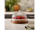 Almina Servierglocke mit Holzteller Glas Naturholz Bild 5