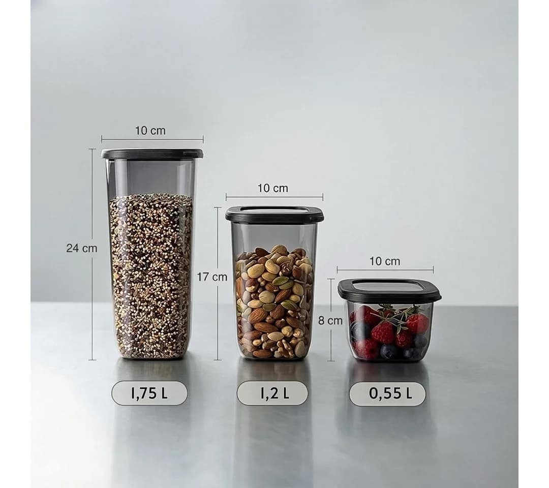 COFI 1453 Vorratsdosen-Set 18-tlg. Transparent Luftdicht Stapelbar