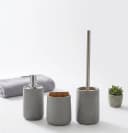 axentia Badaccessoire-Set Turin 3-teilig Grau Beton Bambus Bild 2