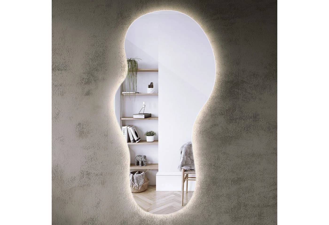 Tulup LED-Badezimmerspiegel eiförmig ohne Rahmen Warmweiß