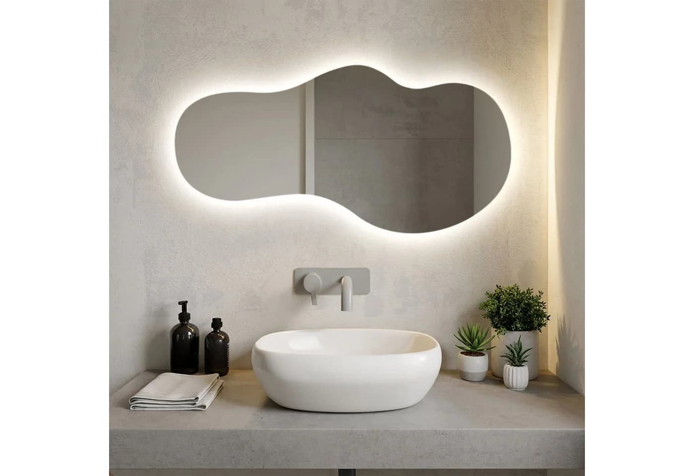 Tulup LED-Badezimmerspiegel eiförmig ohne Rahmen Warmweiß - Bild 3