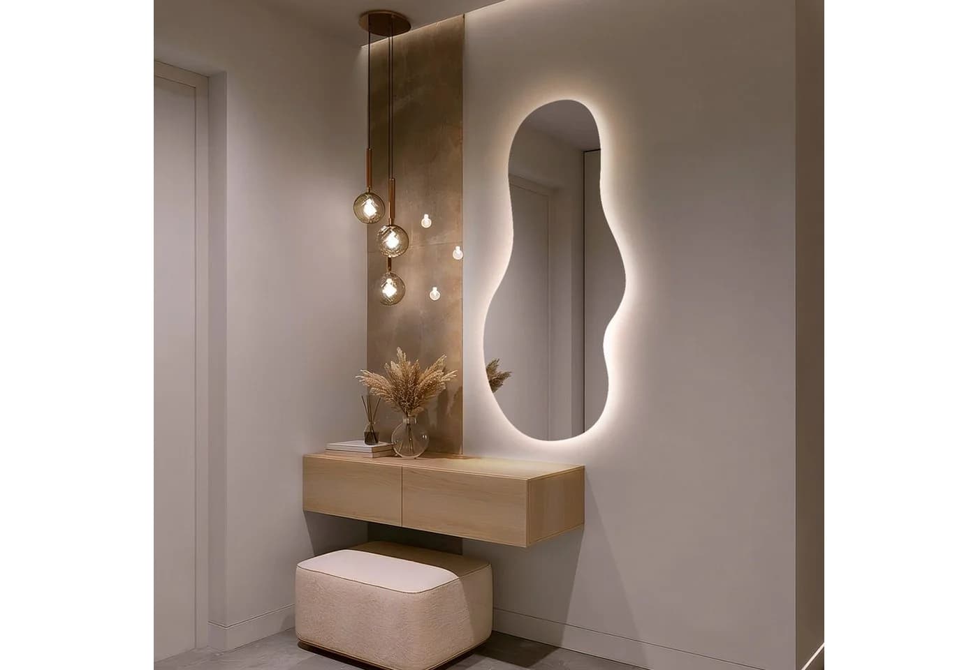 Tulup LED-Badezimmerspiegel eiförmig ohne Rahmen Warmweiß - Bild 5