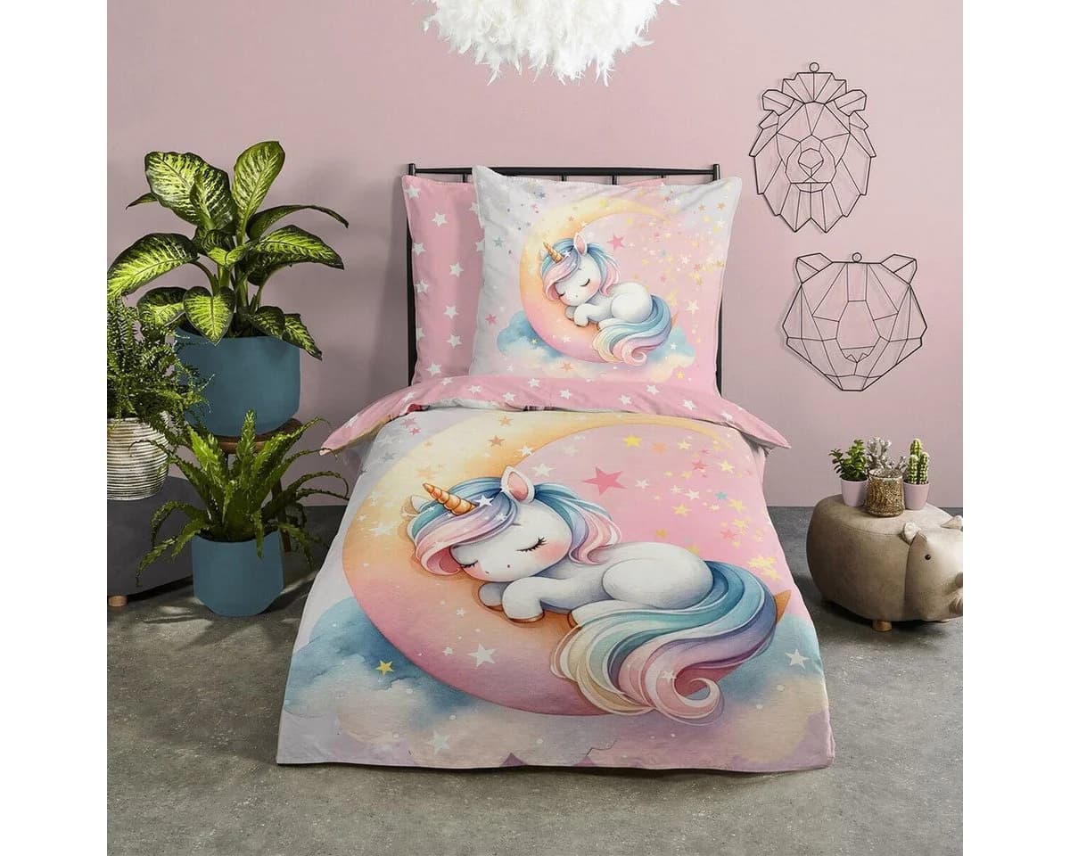 TRAUMSCHLAF Bettwäsche Einhorn und Mond Renforcé 2-teilig - Bild 2