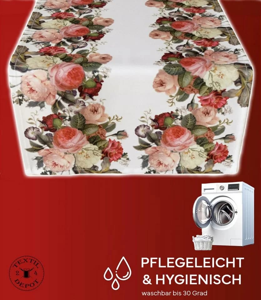 texpot Tischdecke Tischläufer Druckmotiv Rosen Frühling - Bild 2