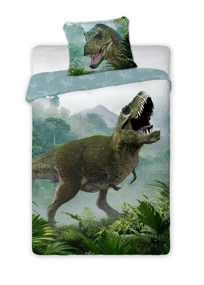 texpot Bettwäsche Garnitur Dinosaurier T-Rex 100% Baumwolle Bunt