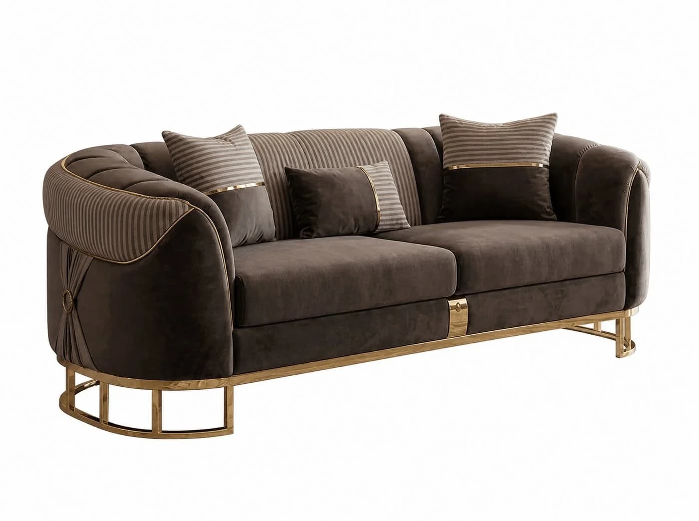 JVmoebel Polstergarnitur 3-tlg. Grau Gold 3-Sitzer 2-Sitzer Loungesessel - Bild 4