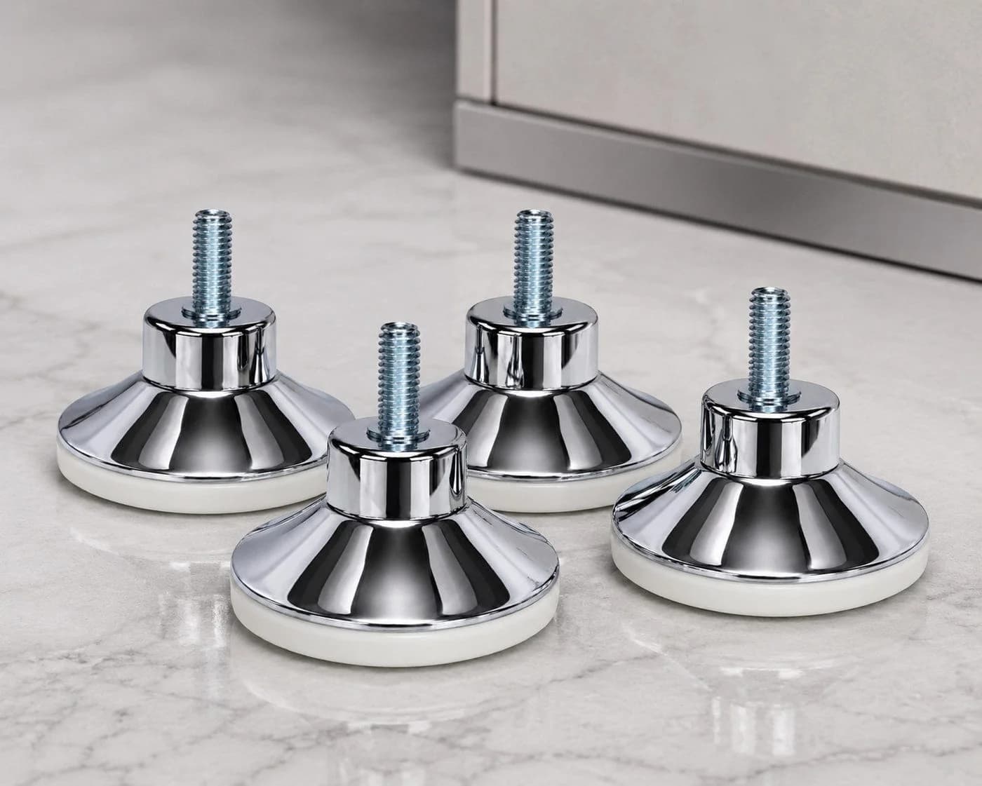 Xlmoebel Möbelfuß Chrom 4er Set höhenverstellbar silber
