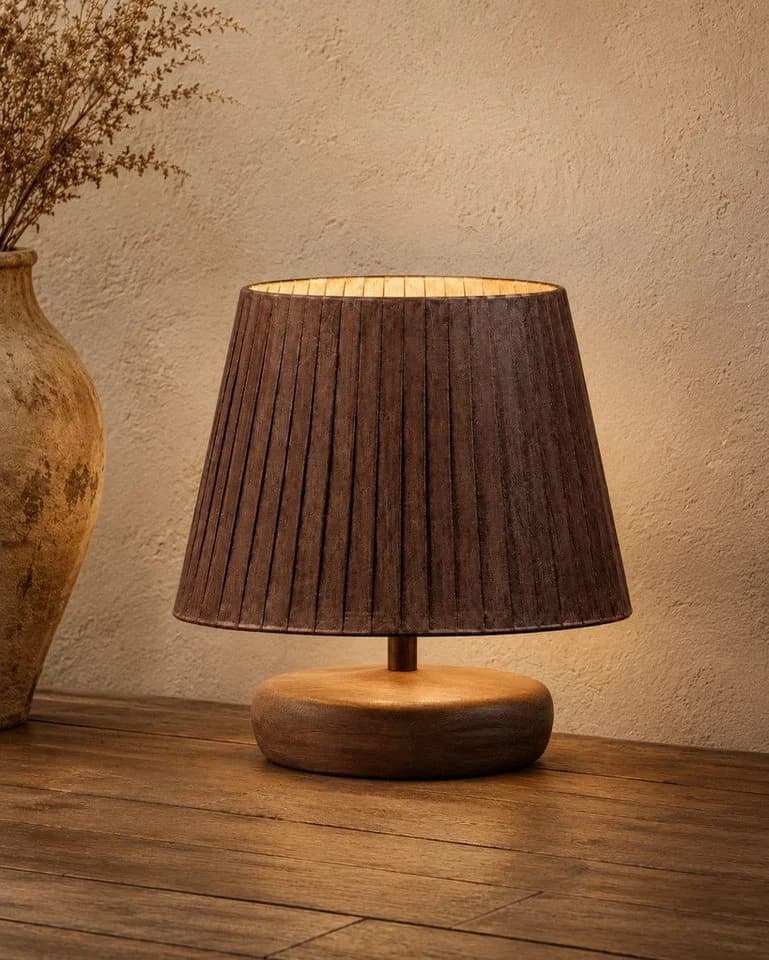 Xlmoebel Lampenschirm Rustikal Braun Holzoptik Boho