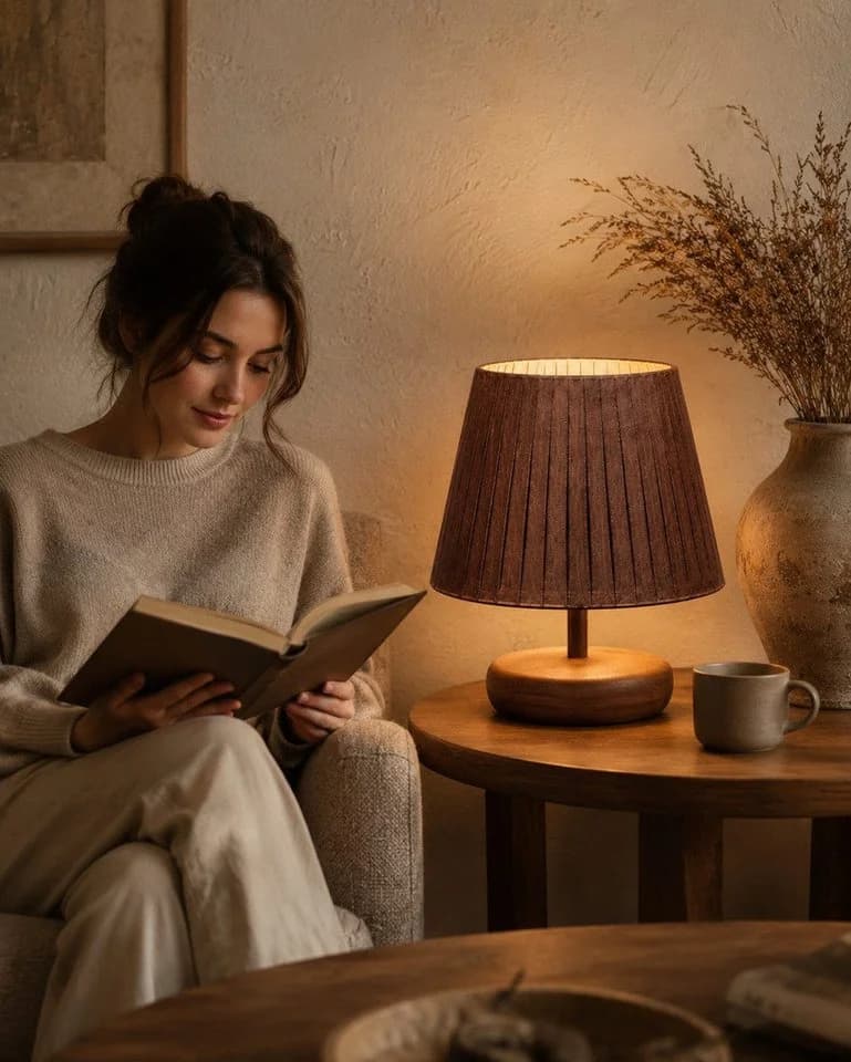 Xlmoebel Lampenschirm Rustikal Braun Holzoptik Boho - Bild 3
