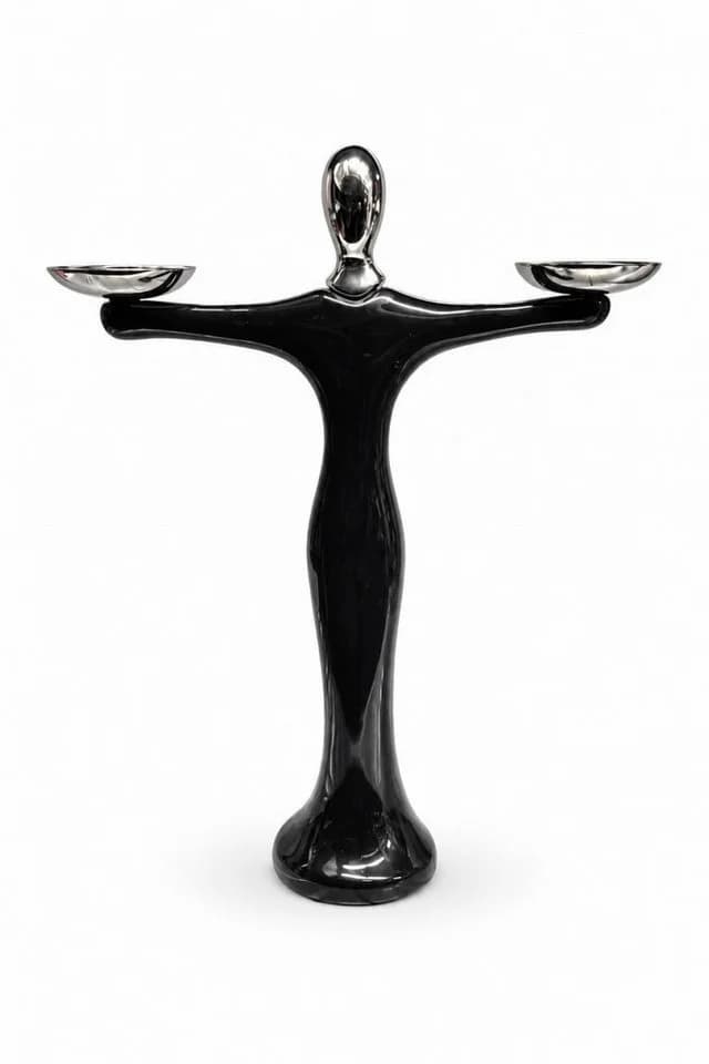 JVmoebel Dekofigur Schwarze Balance Skulptur Silber Modern - Bild 2