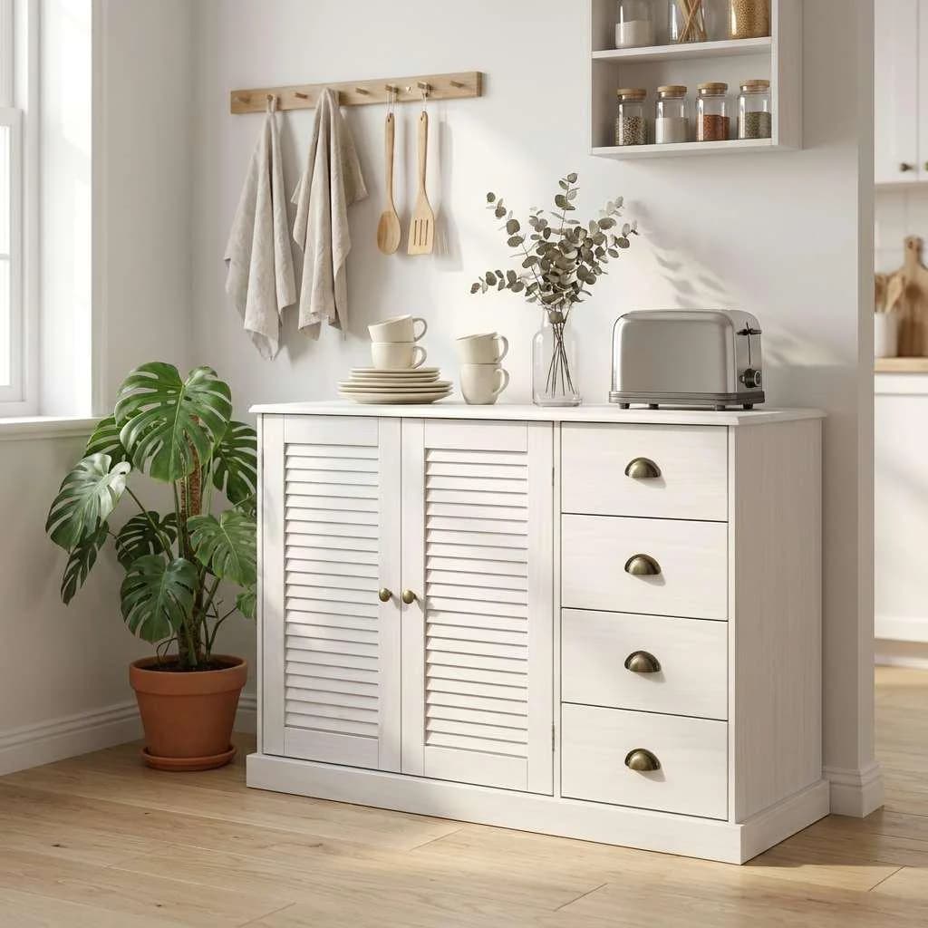 OTTO HOME Sideboard Turia Weiß Massivholz Kiefer 4 Schubladen