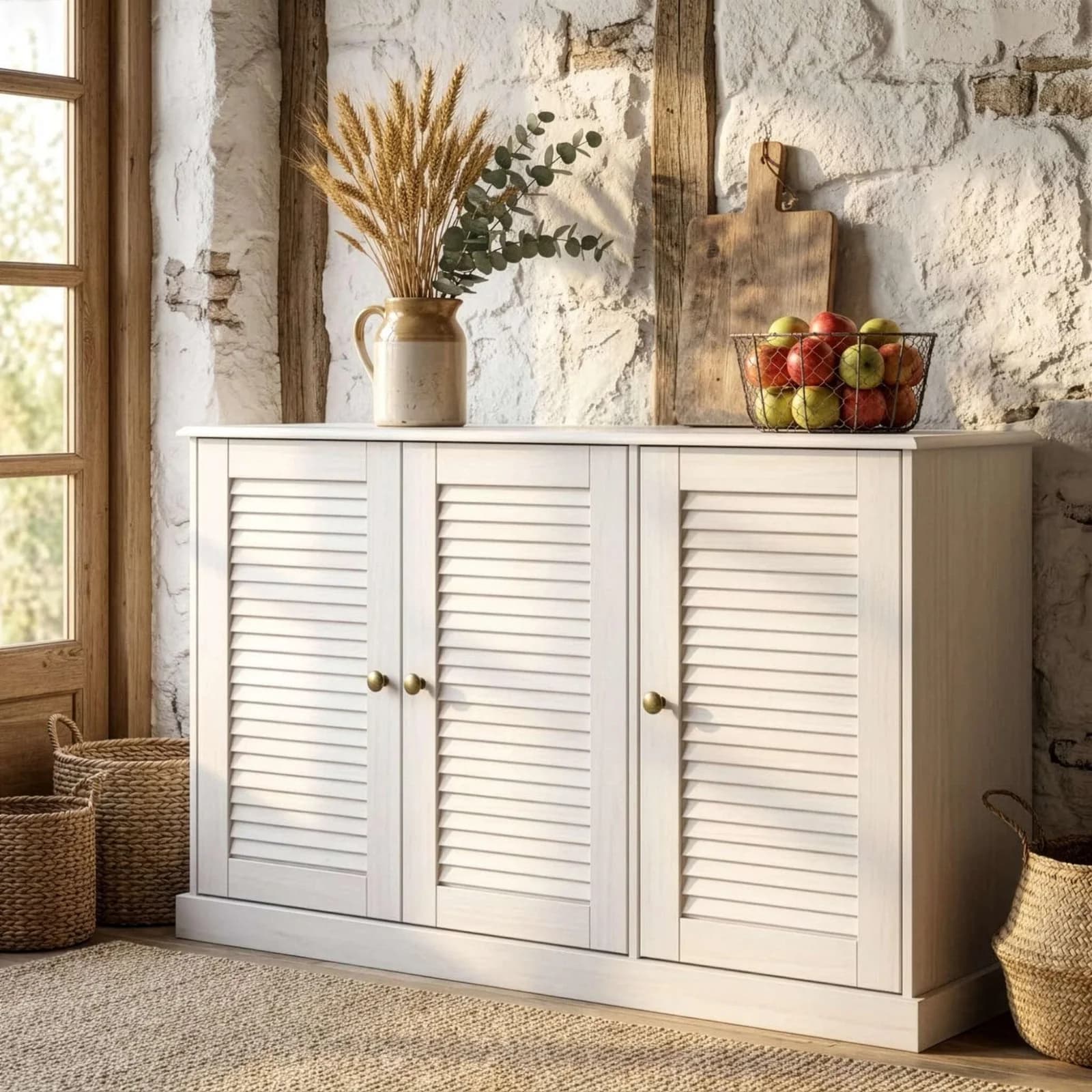 OTTO HOME Sideboard Turia Weiß Massivholz 3 Türen