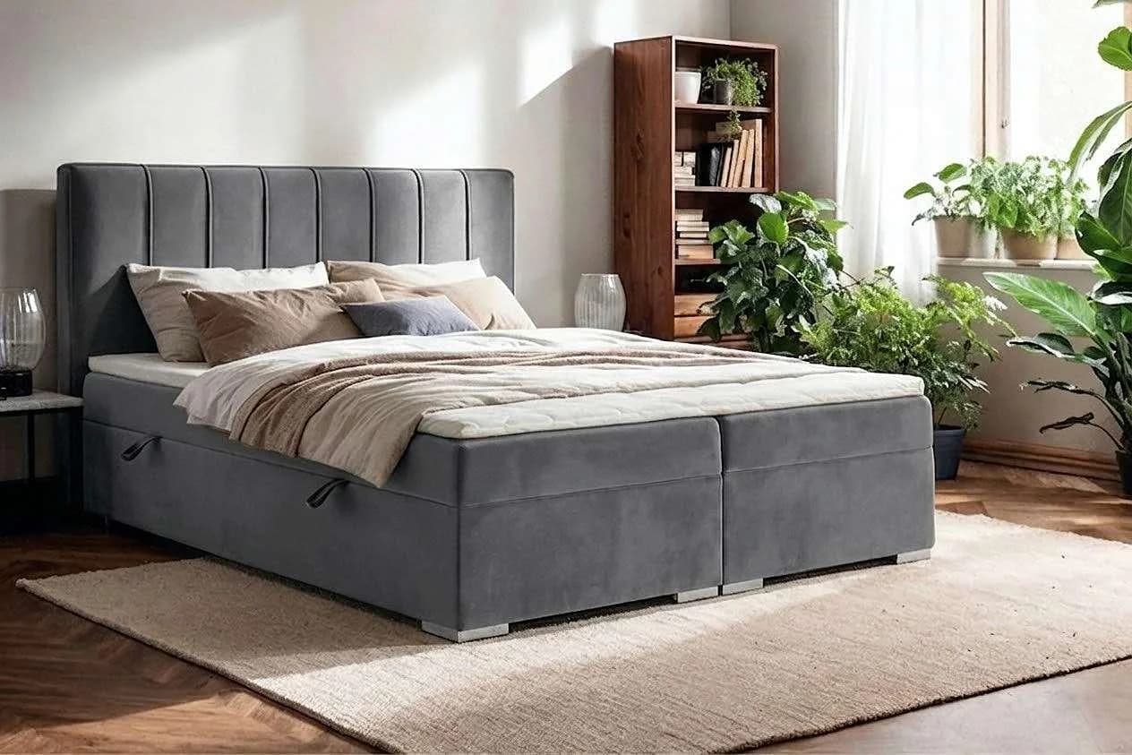 Home Affaire Boxbett GALLIPOL mit Bettkästen, Matratze und Topper dunkelgrau