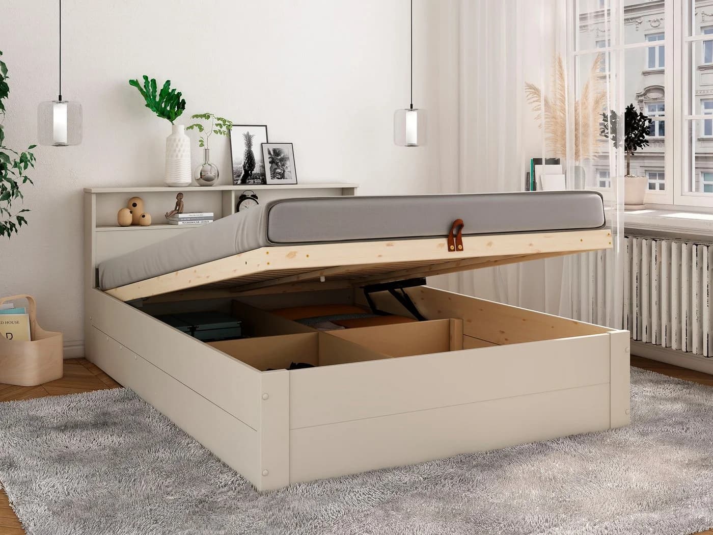OTTO home Stauraumbett MAREILLES Beige Massivholz Industrial - Bild 2