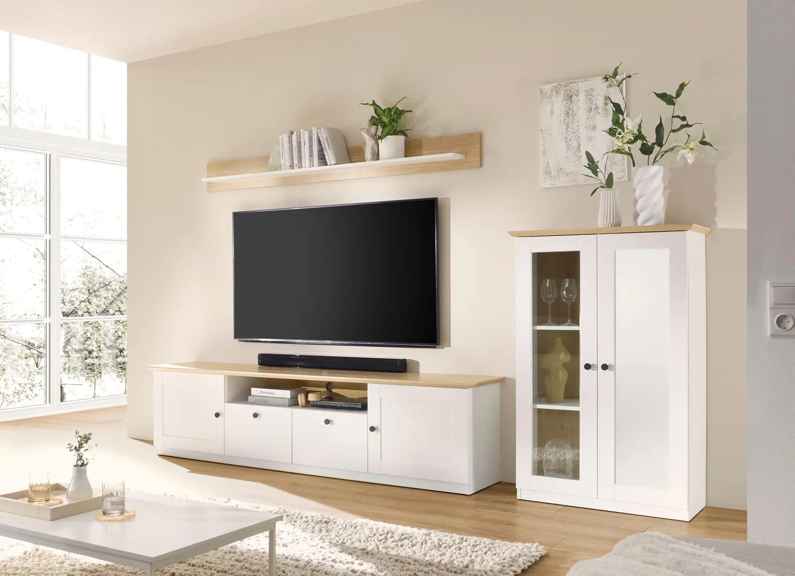 OTTO HOME Wohnwand Brest Komplettset Landhausstil Weiß/Eiche