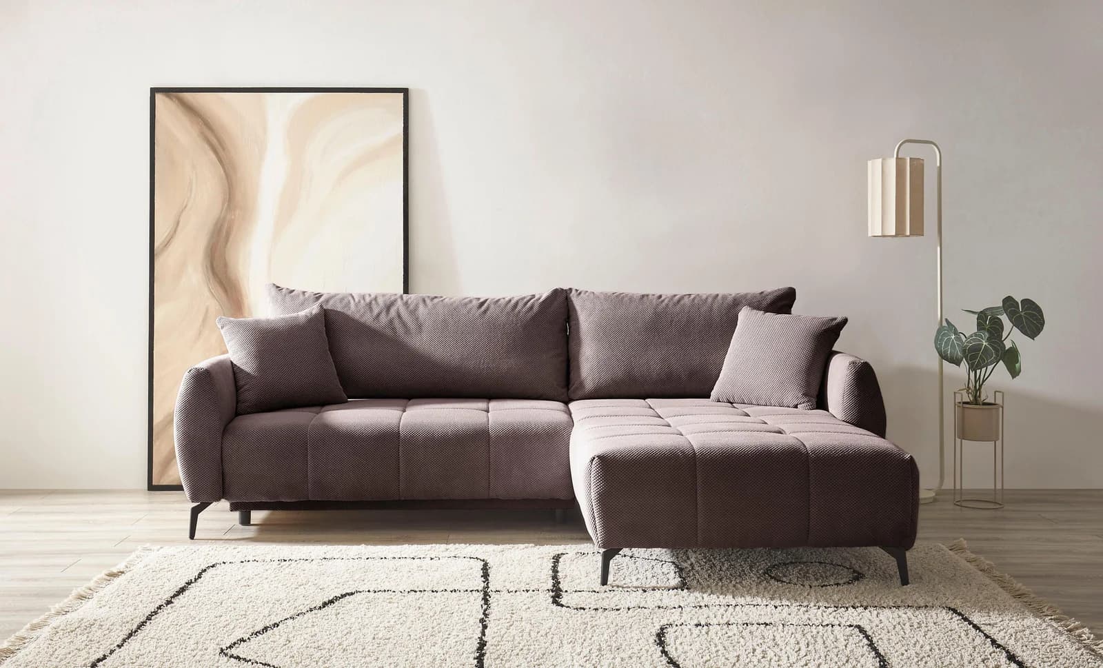 OTTO HOME Ecksofa JINNIE mit Schlaffunktion und Recamiere, Braun