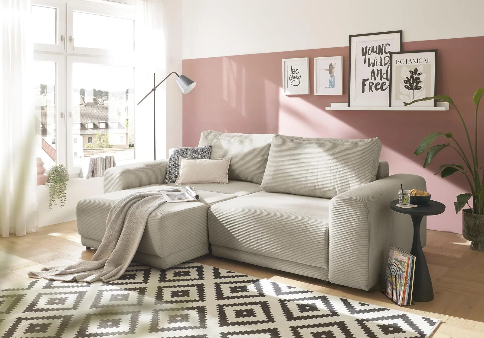 OTTO HOME Schlafsofa PHEELIX Cord Beige 3-fach ausziehbar