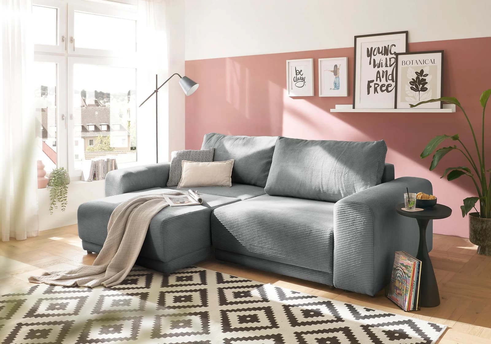 OTTO HOME Schlafsofa PHEELIX Cord 3-in-1 Dunkelgrau