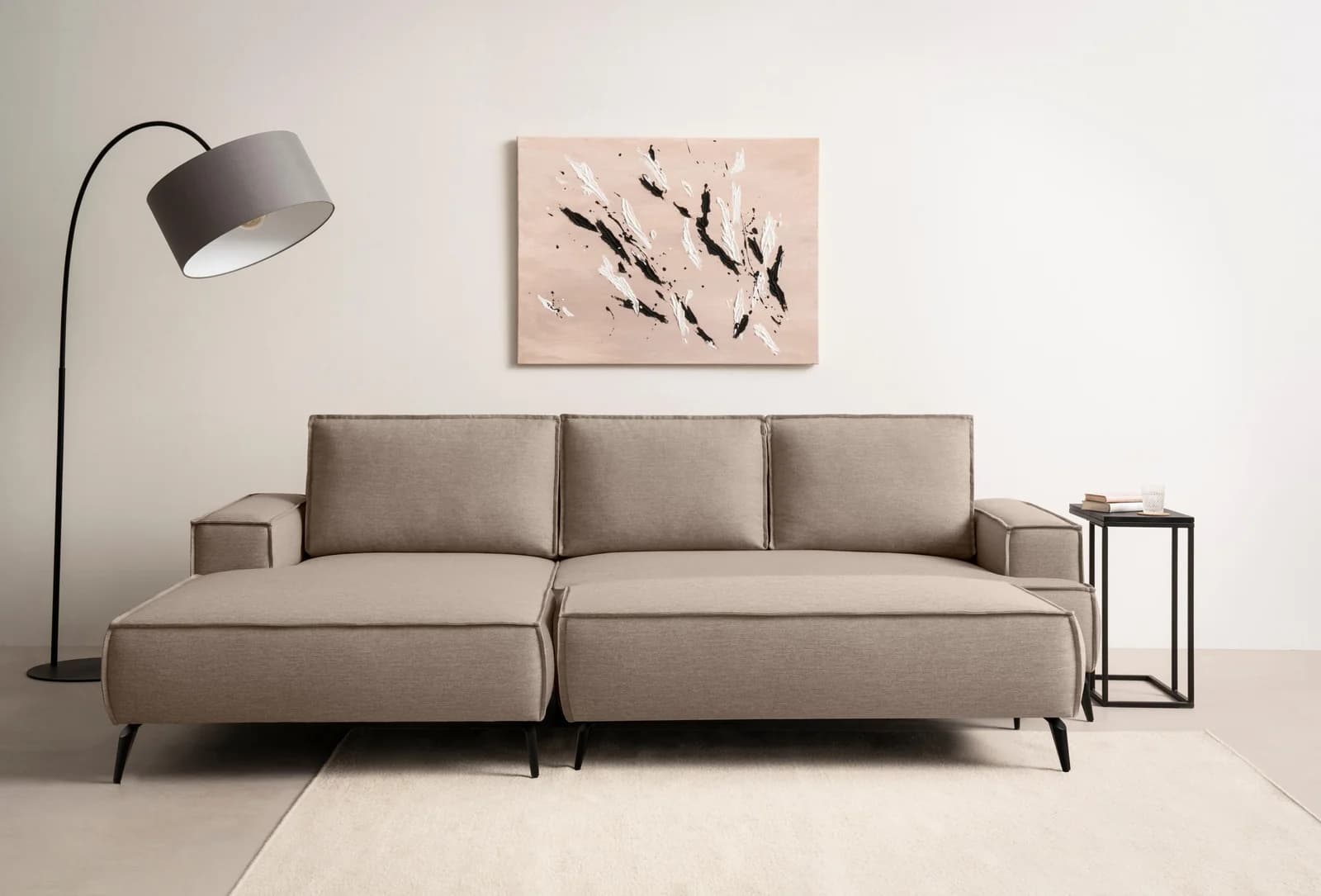 OTTO HOME Ecksofa TVINNU Leinenoptik L-Form mit Hocker beige