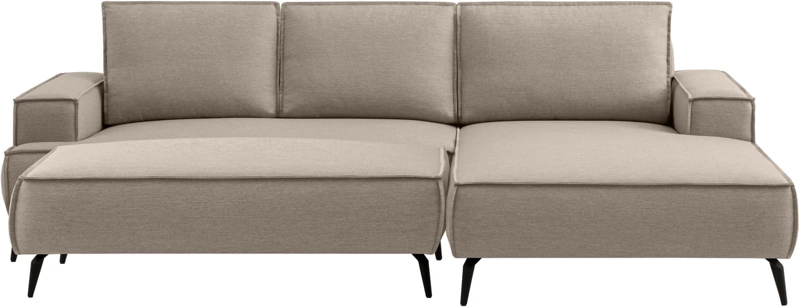 OTTO HOME TVINNU Wohnlandschaft L-Form Leinenoptik hellbraun mit Hocker
