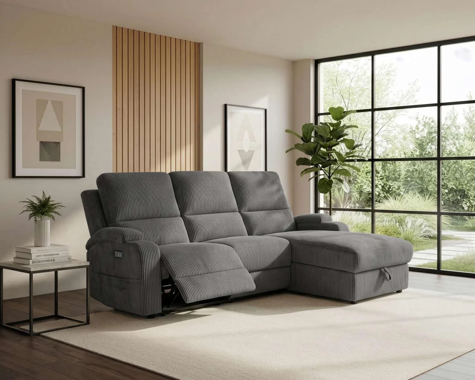Ecksofa OTTO HOME NAPORI Cord Anthrazit Relaxfunktion