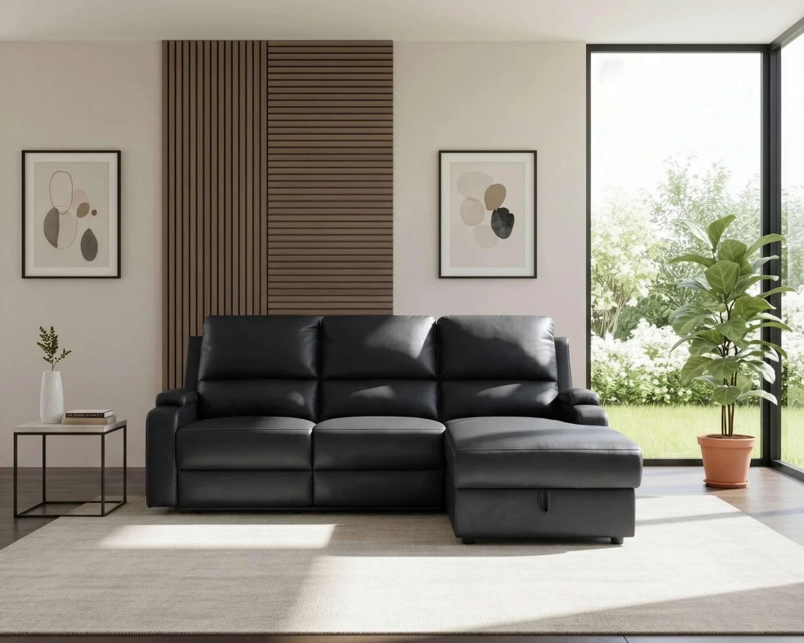 OTTO HOME Ecksofa NAPORI Kunstleder Schwarz Elektrische Relaxfunktion Recamiere