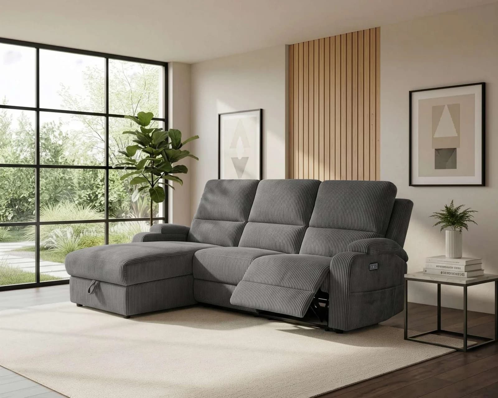 Ecksofa OTTO HOME NAPORI Cord L-Form Relaxfunktion Anthrazit