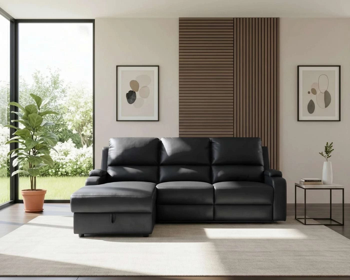 OTTO home Ecksofa NAPORI Kunstleder Schwarz mit Relaxfunktion