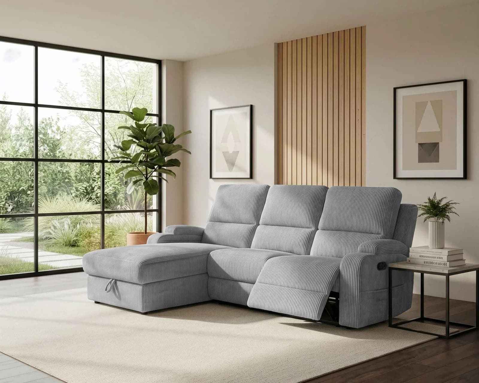 Ecksofa OTTO HOME NAPORI Cord Grau Relaxfunktion Recamiere
